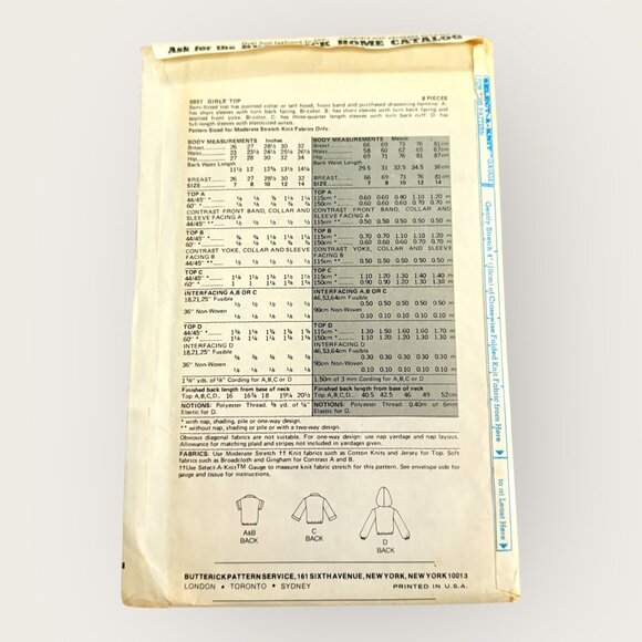 Vintage Butterick Sewing Pattern 5937 Girls Top Size 14 - Picture 2 of 2
